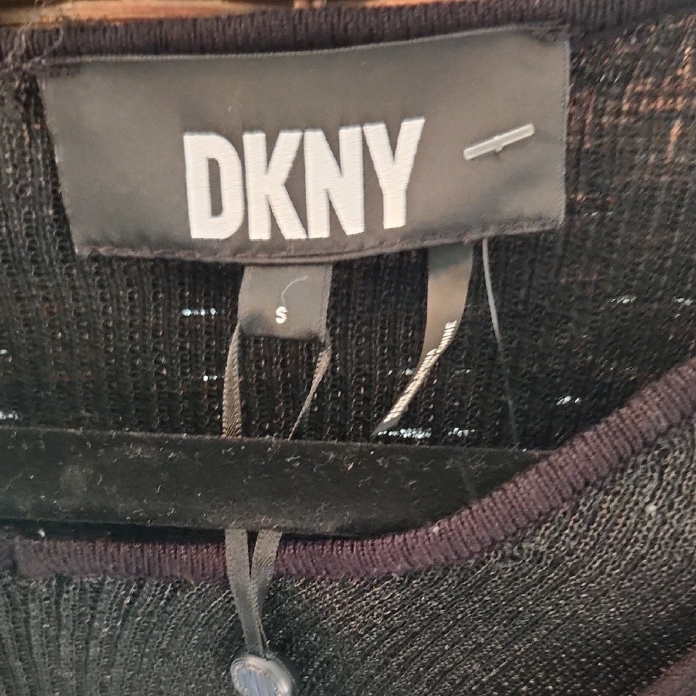 DKNY Black Asymmetric Draped Knit Top - Picture 2 of 6